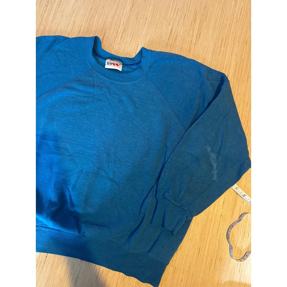 Vintage Bassett-Walker Blue Crewneck Sweatshirt XL Raglan Sleeve Pullover USA 38